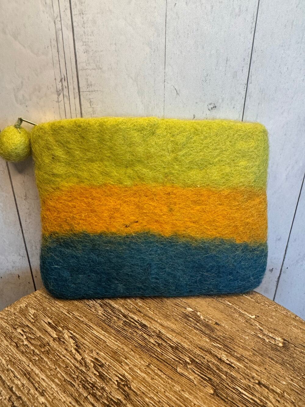 Felted Wool Coin Purse Wallet Cute Green Yellow Blue NEW! Wallets Boho